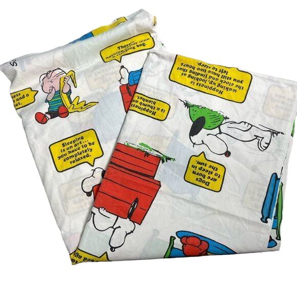 Vintage Other - Vintage Peanuts Gang Flat Sheet Made in USA Muslin Fabric